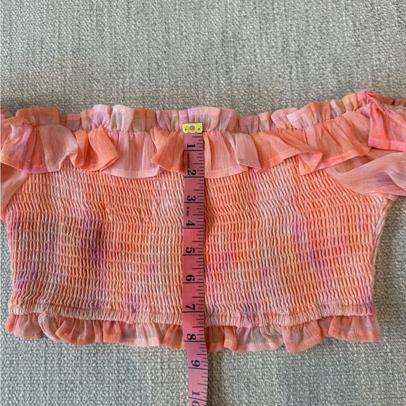 Majorelle Revolve Peach Smocked Off Shoulder Puff Sleeve Top S - Picture 6 of 6